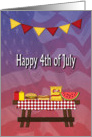 4th of July - Picnic Table & Food, American Flag card