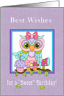 Owl Sweet Birthday - Cupcake & Birthday Horn card