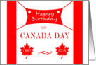 Birthday on Canada Day - Maple Leaves & Banner card