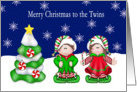 Merry Christmas to the Twins (Boy & Girl) - Twins, Christmas Tree, card