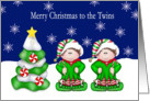 Merry Christmas to the Twins (Boys) - Twins, Christmas Tree, card