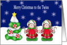 Merry Christmas to the Twins (Girls) - Twins, Christmas Tree, card