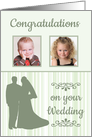 Custom Photo Wedding Congratulations - Bride & Groom Silhouettes card