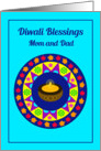 Diwali Blessings Mom and Dad - Rangoli and Lamp card