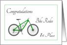 Congratulations Bike Rodeo 1st Place - Green Bike card