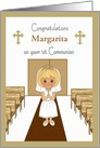 Custom Blonde Girl 1st Communion card