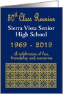 Custom 50th Class Reunion Invitation Royal Blue & Gold card