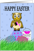 Easter Owl Painting Eggs - Owl, Paint, Easter eggs, card