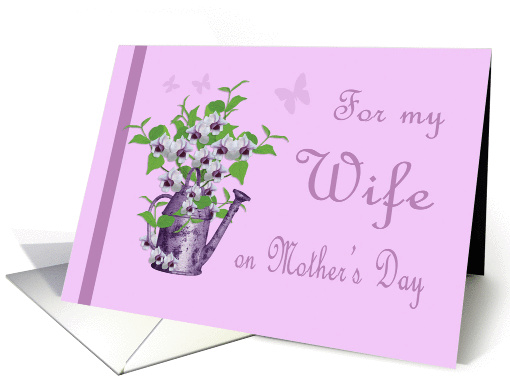 Lavender Mother's Day for Wife - Watering Can , Flowers card (1057177)