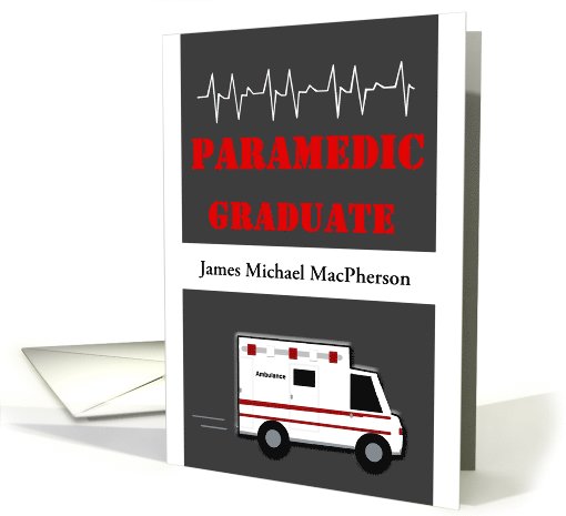 Paramedic Graduation Announcement - Ambulance & Heartbeat card