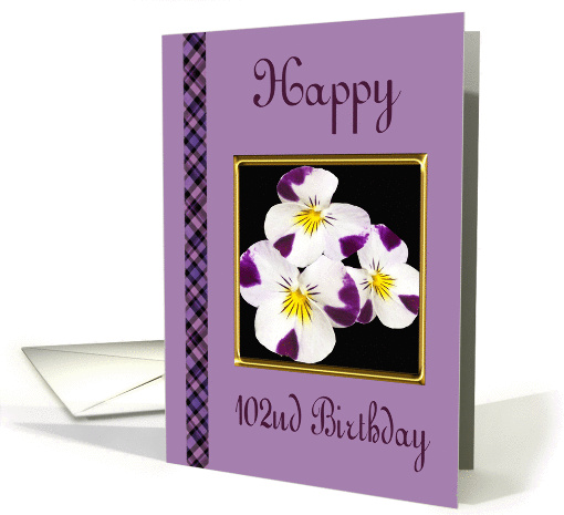 Happy 102nd Birthday - Johnny Jump-Up Flowers card (1060249)
