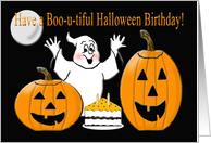 Have a Boo-u-tiful Halloween Birthday - Cake, Ghost, Jack-O-Lanterns card