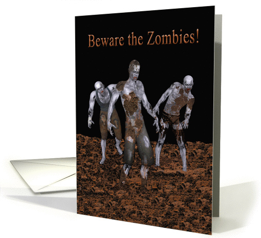 Beware Zombies Halloween card (1064489)