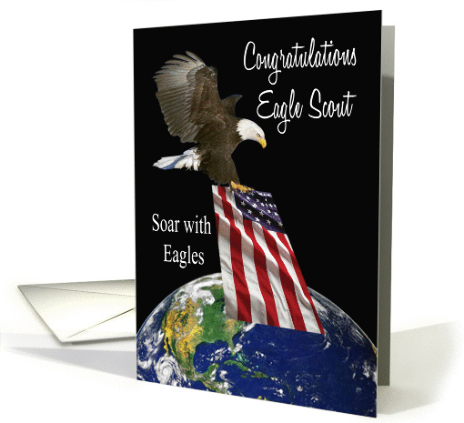Congratulations Eagle Scout - Eagle, American Flag, Earth card