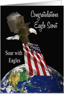 Congratulations Eagle Scout - Eagle, American Flag, Earth card