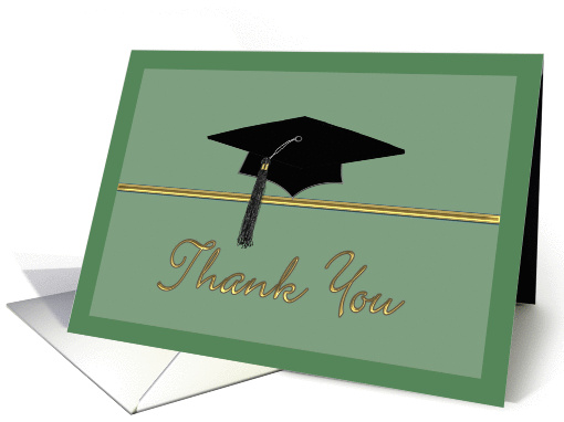 Moss Green Graduation Thank you - Graduation Cap card (1083370)