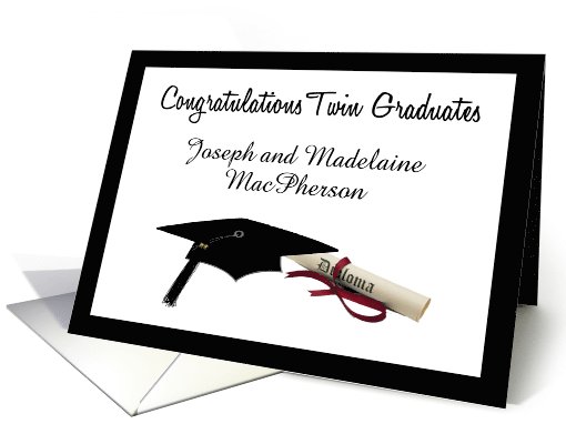 Black and White Congratulations Twin Graduates -... (1088012)