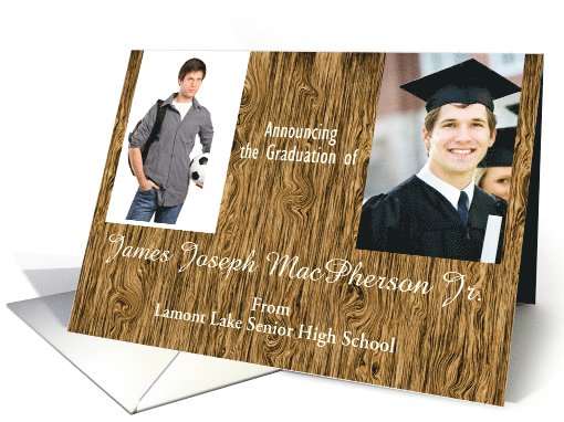 Wood Grain Graduation Announcement - Personalize card (1088360)