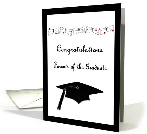 Black and White Congratulations Parents of the Graduate card (1090932)
