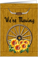 Sunflower Moving Announcement - Wagon Wheel & Sunflowers card