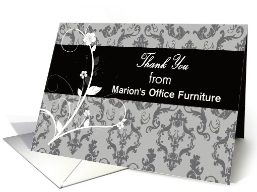 Custom Business Thank You - Contemporary Grey Damask card (1125136)