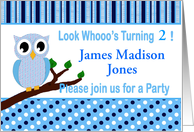 Custom Child’s Birthday Party Invitation - Blue Owl card