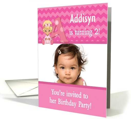 Baby Girl's Age Specific Photo Card Monogram Birthday... (1126284)