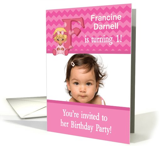 Baby Girl Age Specific Photo Card Birthday Party... (1126686)