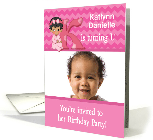 Baby Girl Age Specific Photo Card Birthday Party... (1126706)