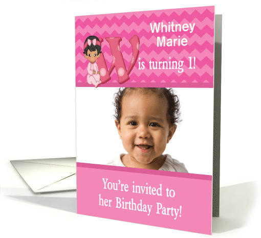 Baby Girl Age Specific Photo Card Birthday Party... (1126758)