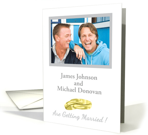 Custom Gay Wedding Announcement Photo Card - Wedding Rings card