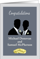 Custom Gay Wedding Congratulations - Wedding Rings & Silhouettes card