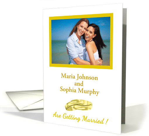 Lesbian Engagement Photo Announcement Card - Wedding Rings card