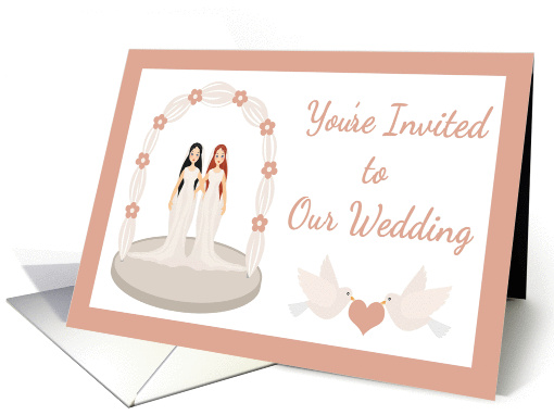 Lesbian Wedding Invitation - Brides, Doves card (1128484)