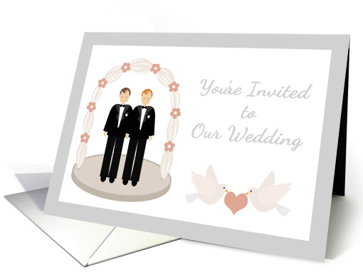 Gay Wedding Invitation - Grooms, Doves card (1128500)