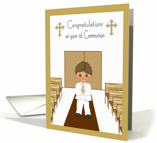 Boy First Communion - White Suit card (1129728)