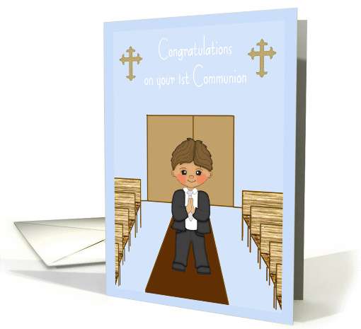 Boy First Communion Blue Card - Dark Suit card (1129808)