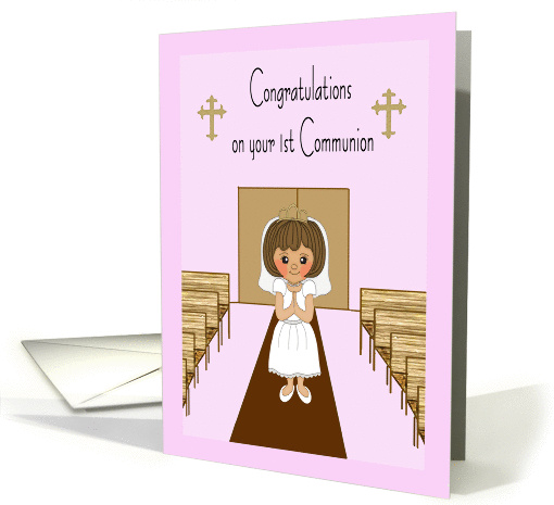 Girl First Communion Pink card (1129810)