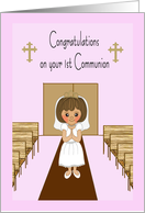 Girl First Communion Pink Card