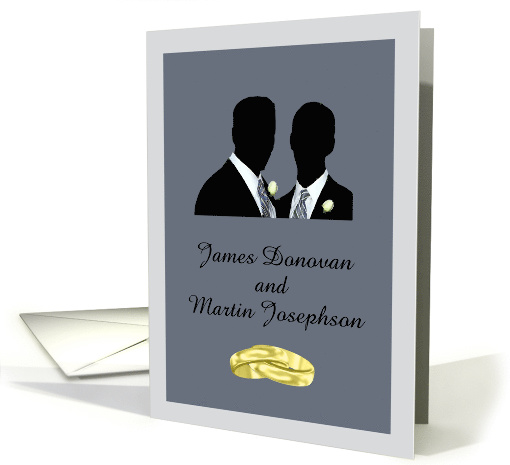 Custom Gay Wedding Invitation Card - Wedding Rings & Silhouettes card