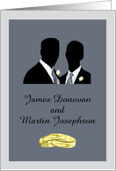 Custom Gay Wedding Invitation Card - Wedding Rings & Silhouettes card