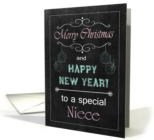 Chalkboard Christmas Card for Niece - Ornaments card (1134808)