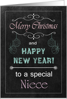 Chalkboard Christmas Card for Niece - Ornaments card