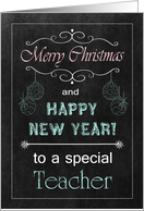 Chalkboard Christmas Card for Teacher - Ornaments card