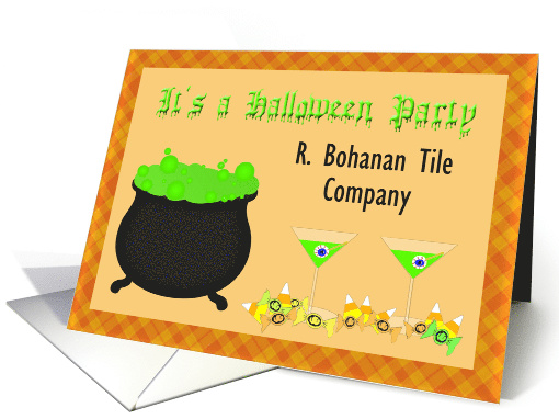 Business Halloween Party Invitation - Cauldron, Drinks, Cocktails card