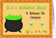 Business Halloween Party Invitation - Cauldron, Drinks, Cocktails card