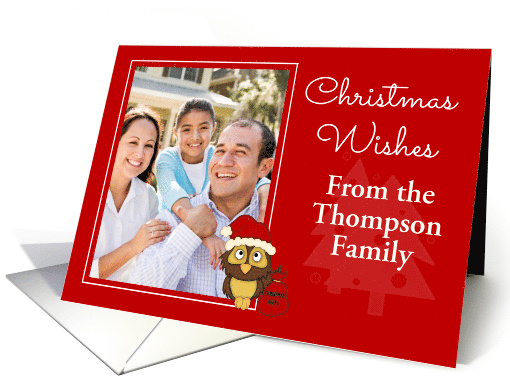 Christmas Wishes Photo Card - Santa Owl with Gifts card (1139750)