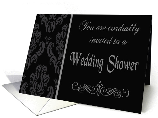 Gay Wedding Shower Invitation - Black & Grey Damask card (1141230)