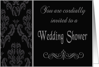 Gay Wedding Shower Invitation - Black & Grey Damask card