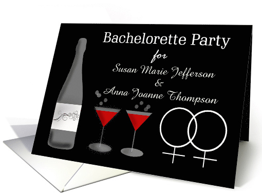 Custom Lesbian Bachelorette Party Invitation - Cocktails, Symbols card